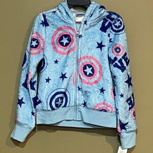 Marvel Blue Fleece Jacket with Shield Design